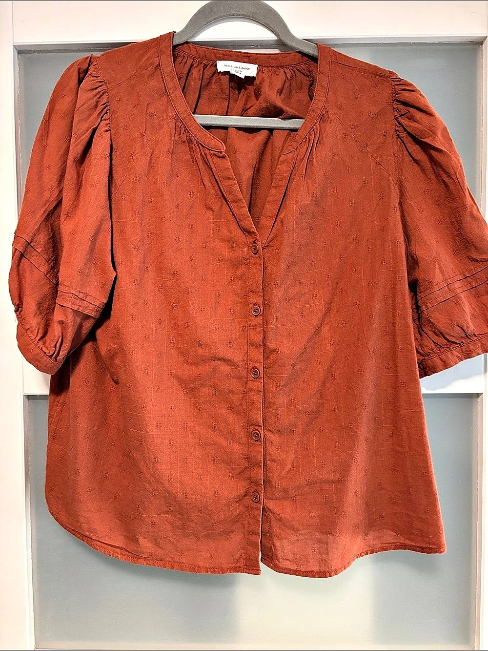 BeachLunchLounge Puff Sleeve Blouse in Orange Size L/0 Like New